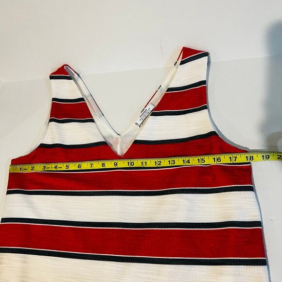 Mango Striped Sleeveless V Neck Shift Dress Size 4 Orange Multi - Picture 4 of 6